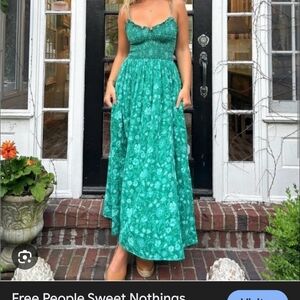 ISO: Free People Teal Floral Maxi Dress